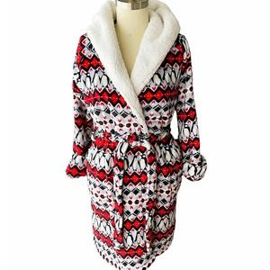 VERA BRADLEY Hooded Soft Fleece Sherpa Lined Penguin Bath Robe ~ Women's S / M